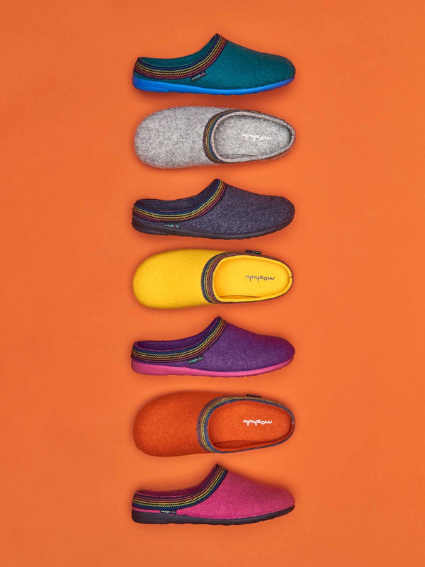 Orange recycled felt Turkish mule slippers - MIRISSA ORANGE