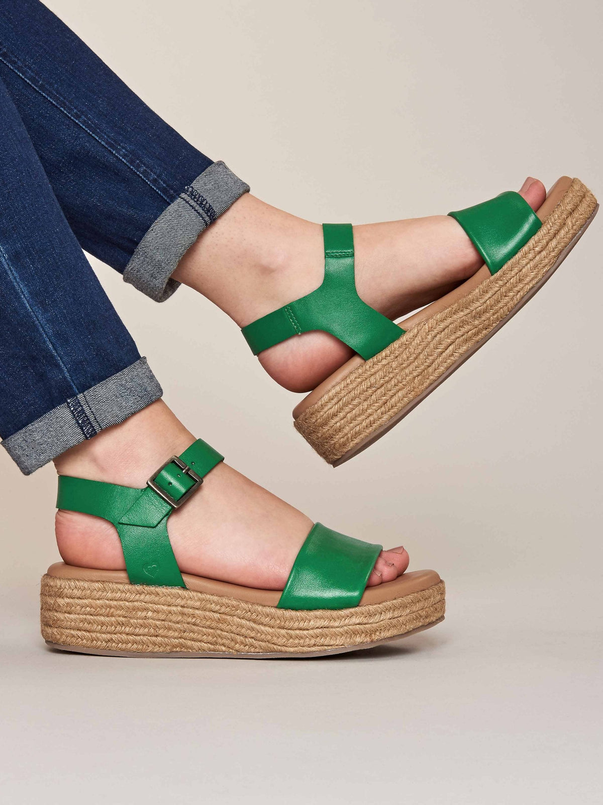 Green Espadrille flatform sandals - BALOS VIBRANT GREEN