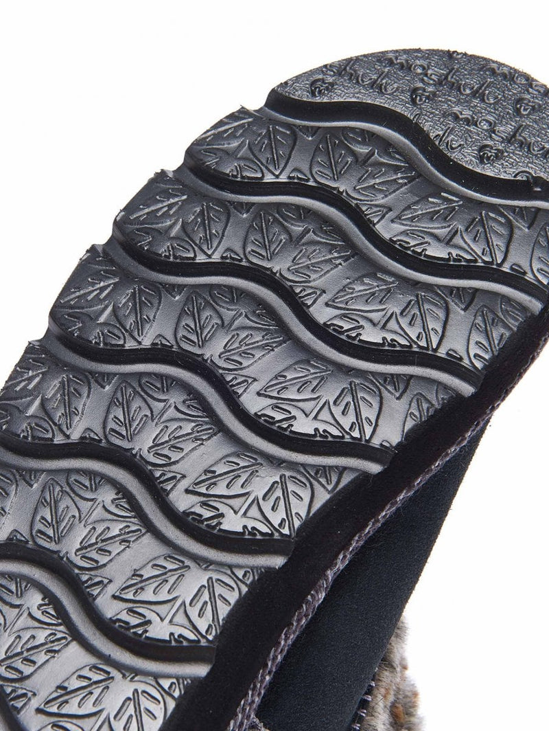 Grey animal print fluffy bootie slippers - SNOWMAN 3 GREY