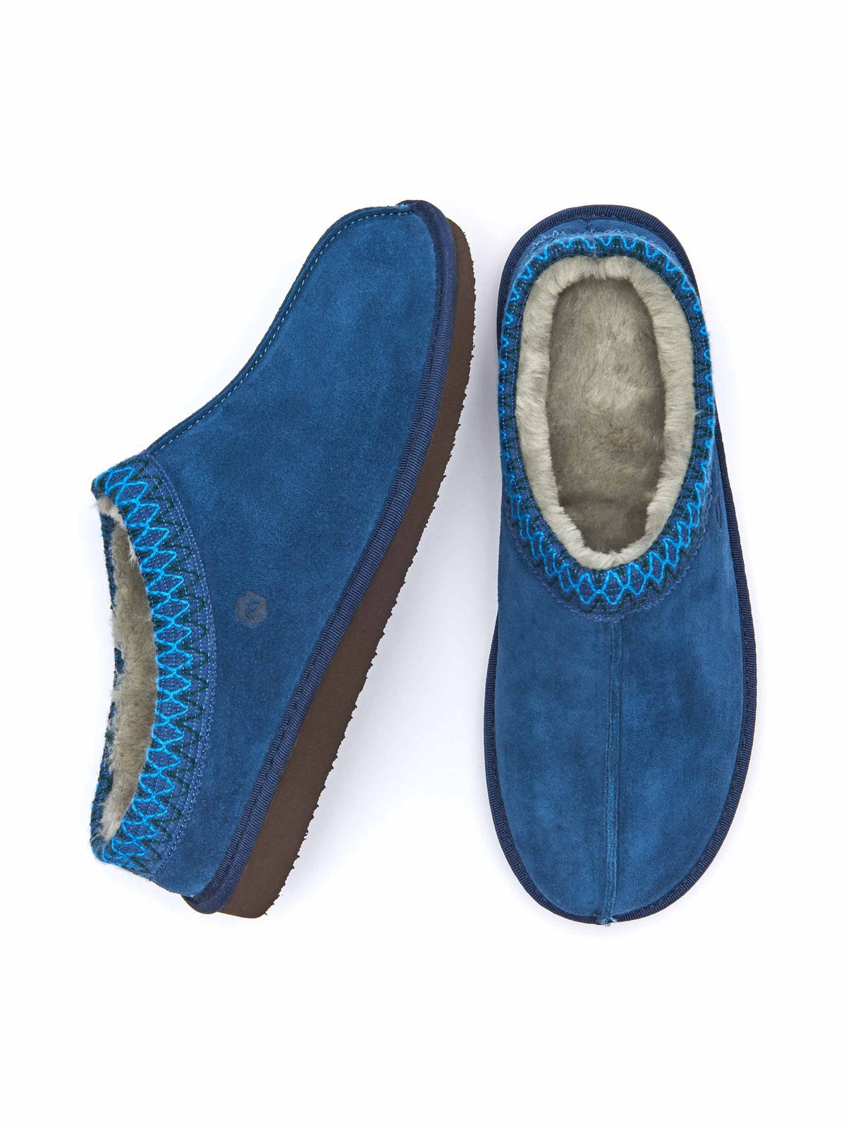 Slippers Blue Pattern DOCKER LAPIS BLUE | Blue men's suede fluffy mule slippers | Moshulu ...