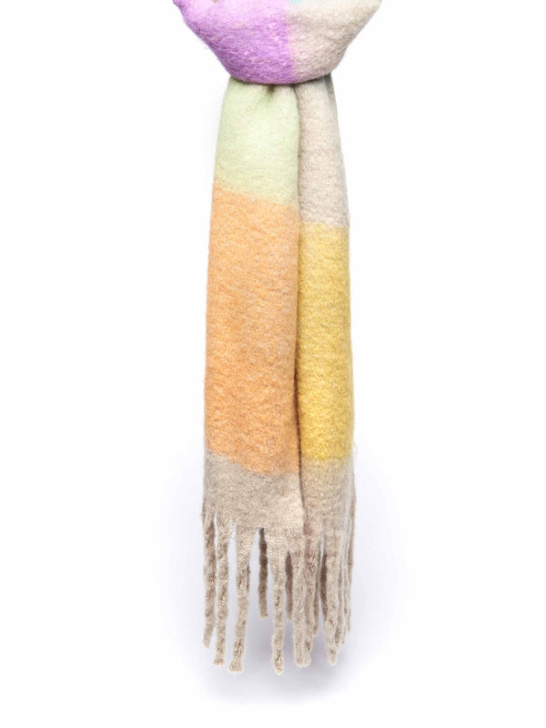 Multi / Neutral ladies' colourblock scarf - CASPIA PEBBLE GREY PASTEL MULTI