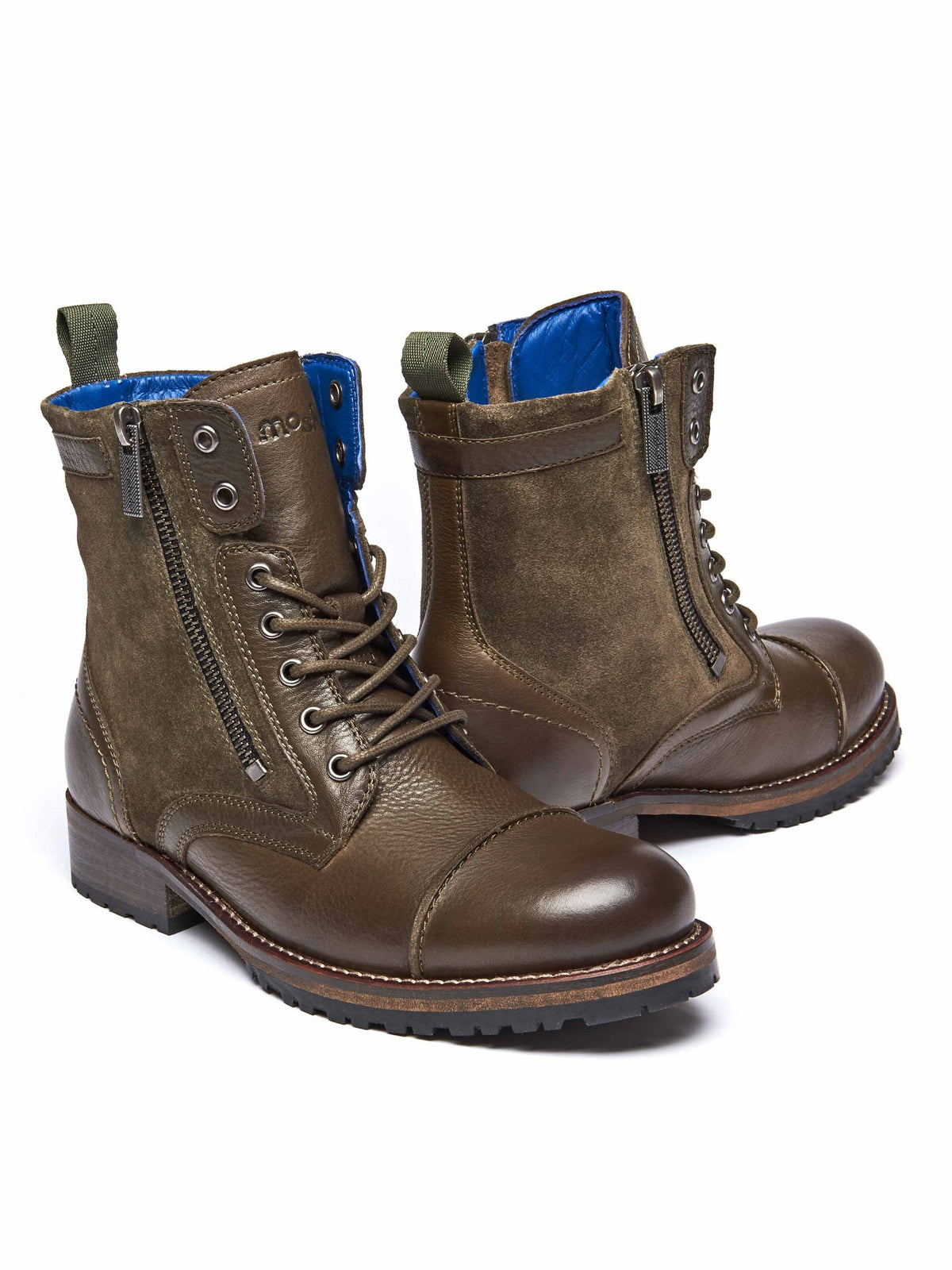Green ladies' biker ankle boots - BARDSEY WILD OLIVE