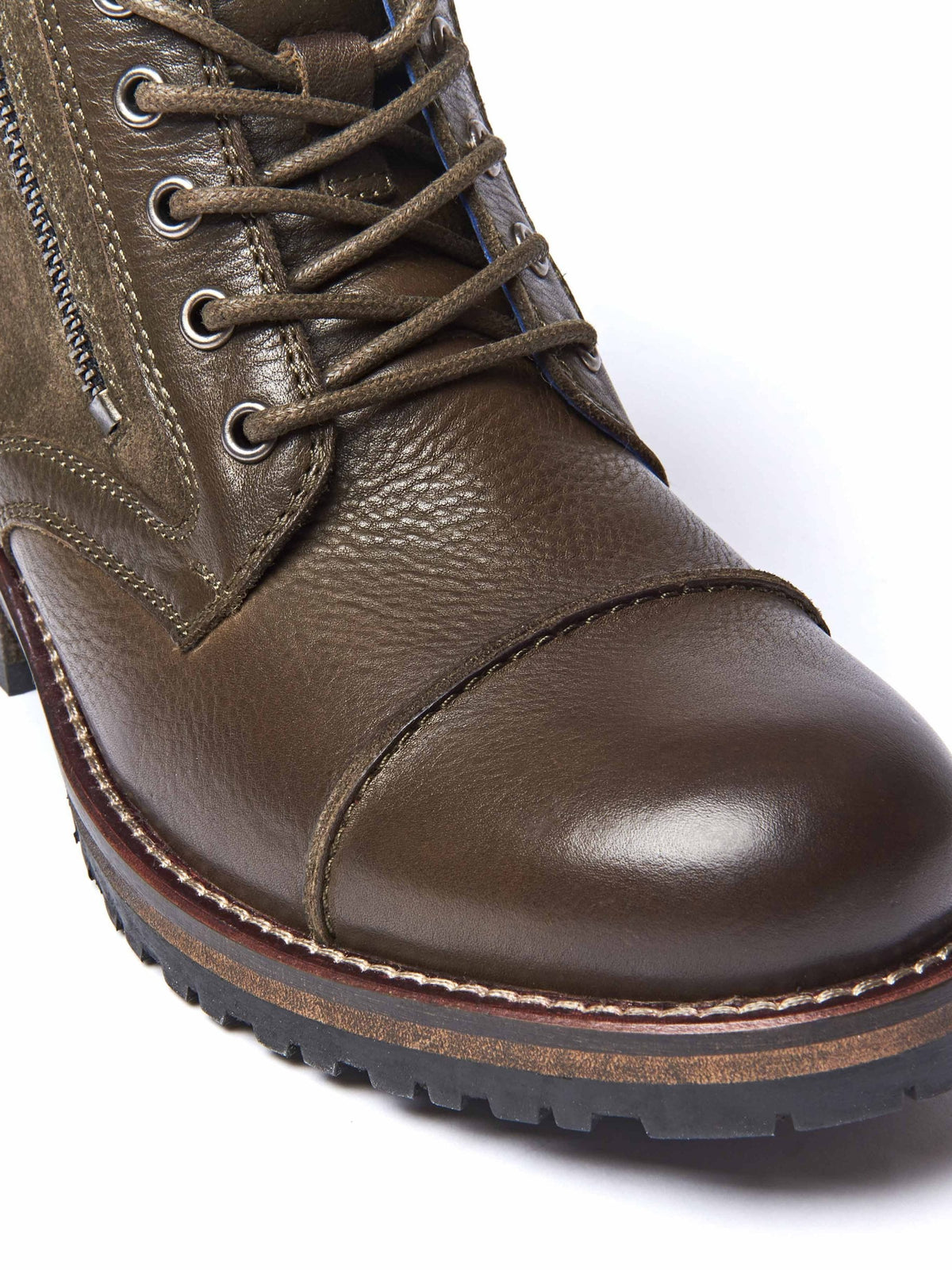 Green ladies' biker ankle boots - BARDSEY WILD OLIVE