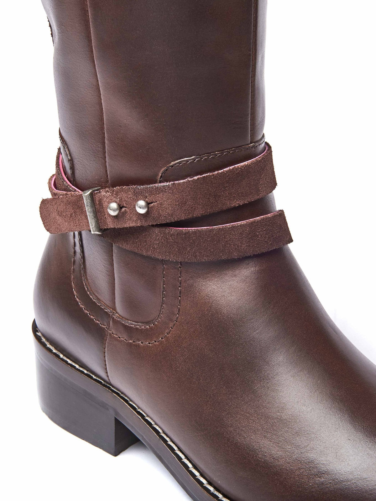 Brown classic heeled leather riding boots - CASSATT CHOCOLATE
