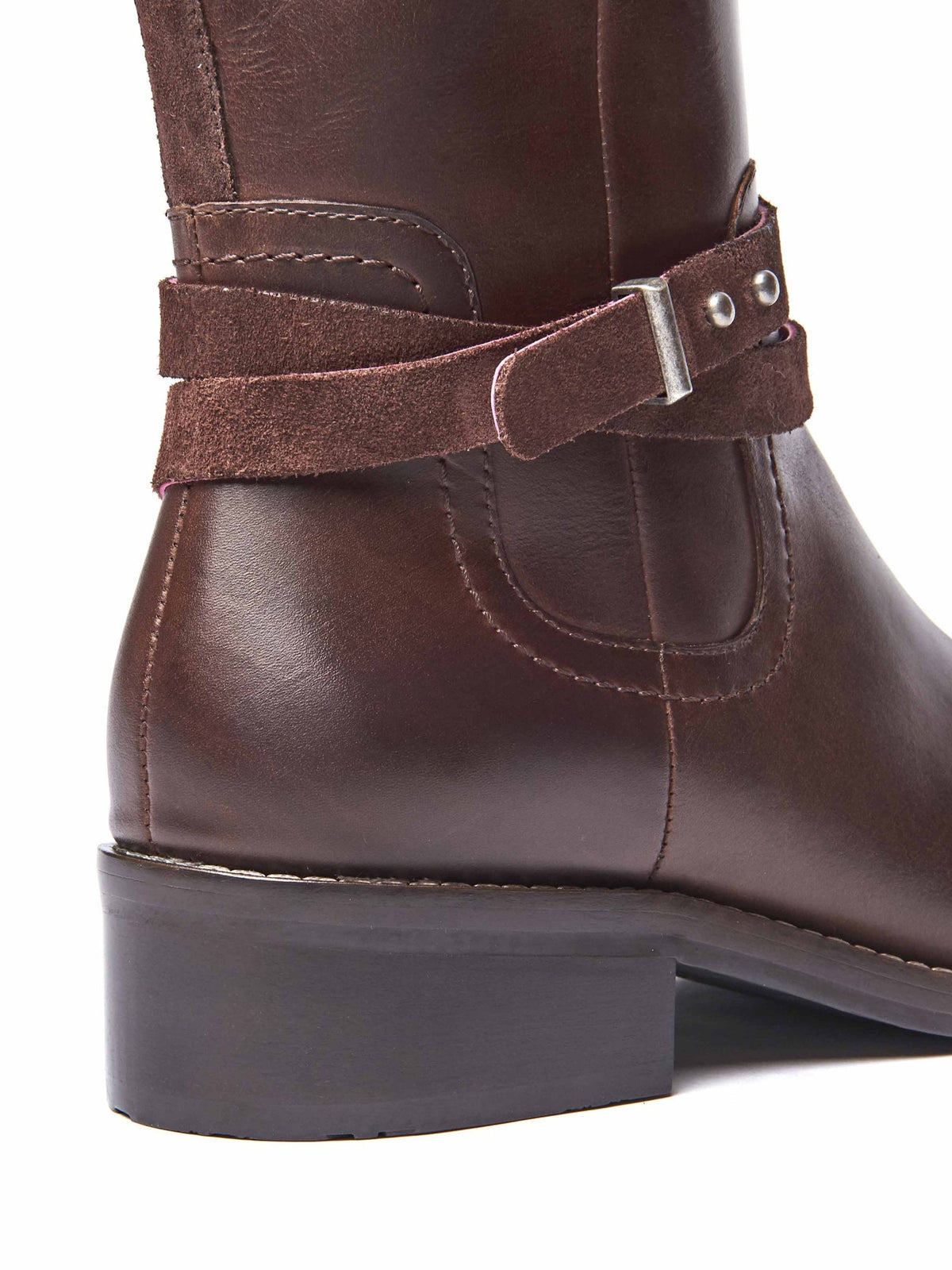 Brown classic heeled leather riding boots - CASSATT CHOCOLATE