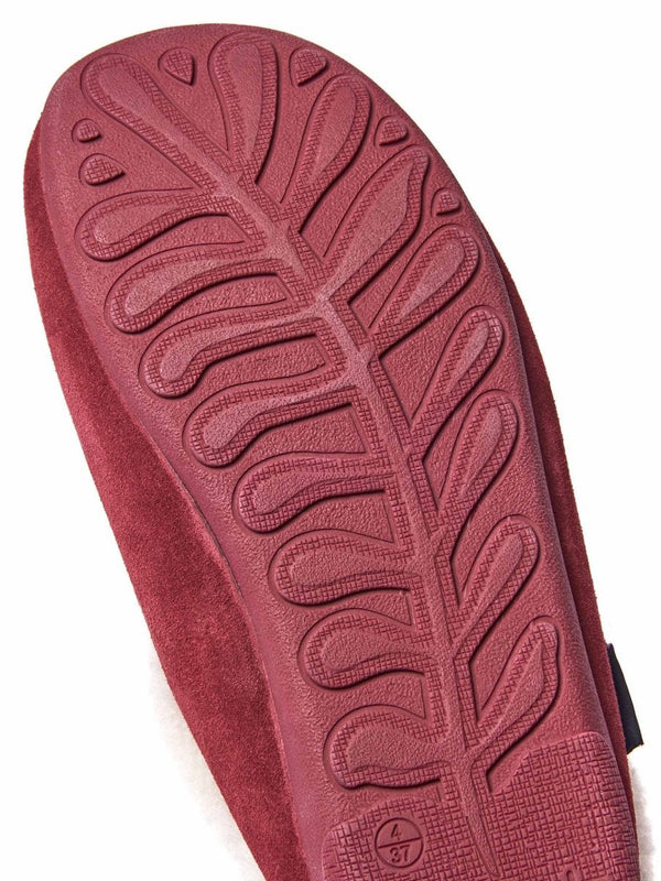 Red Fluffy suede mule slippers - BLITZEN CRANBERRY