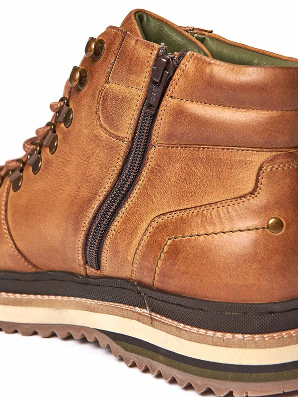 Brown men's lace up hiker-style boots - RINGER TAN