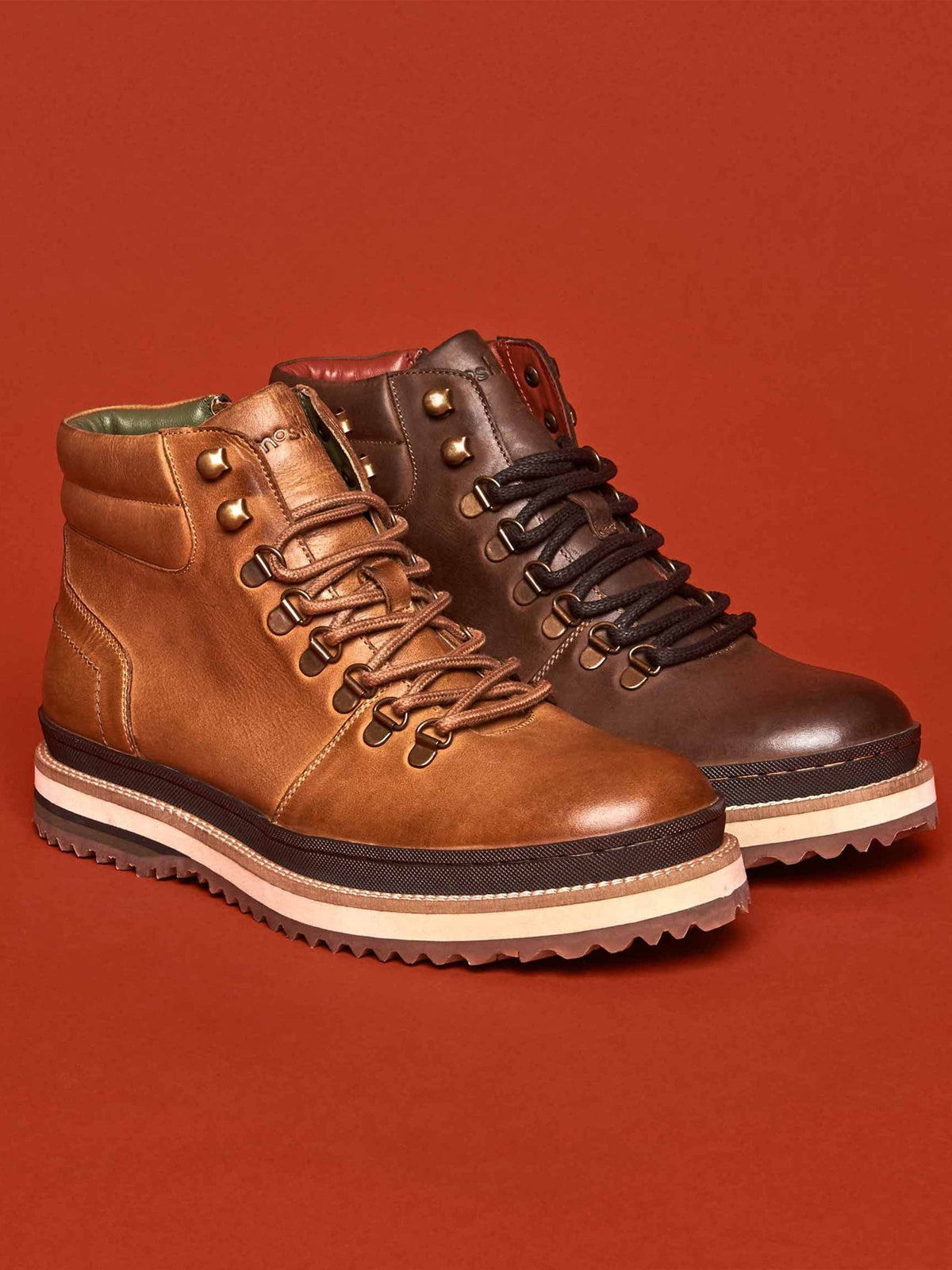 Brown men's lace up hiker-style boots - RINGER BROWN