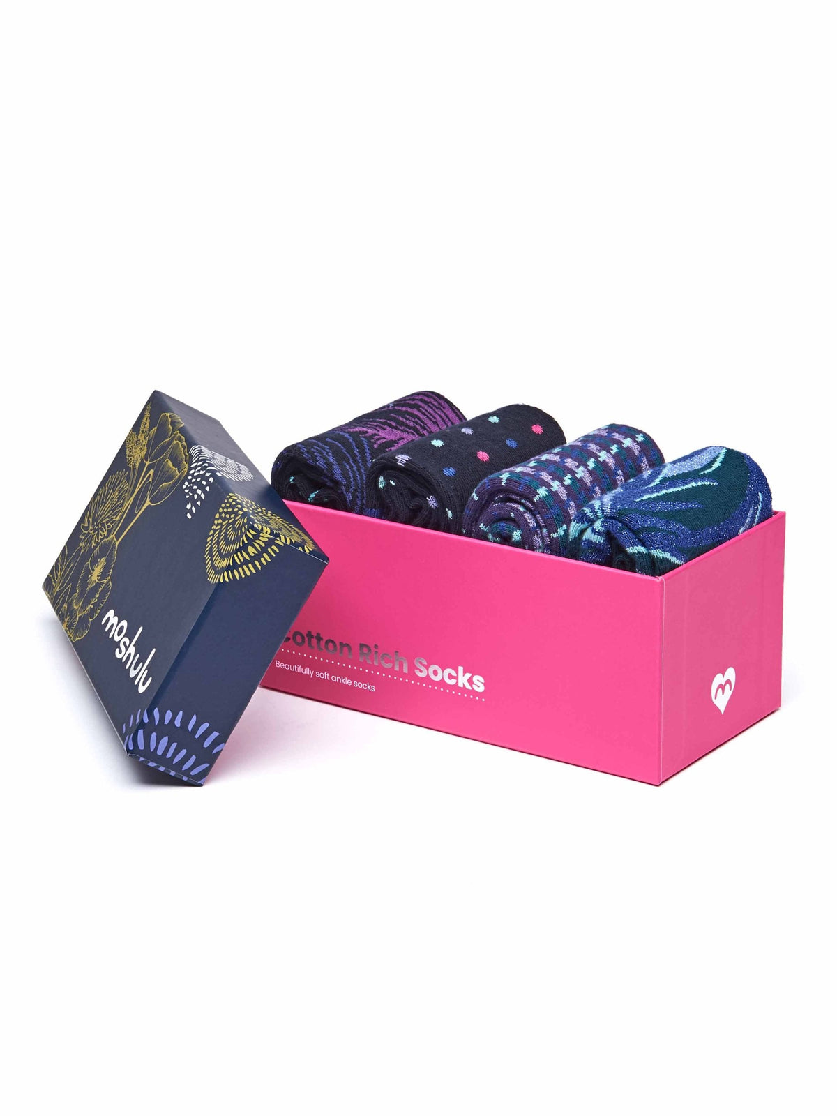 Purple tonal purple cotton sock box - SOLAR ECLIPSE SOCK BOX PURPLE MULTI