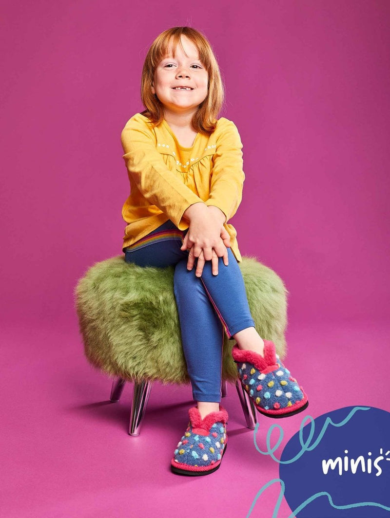 Blue kids spotty short bootie slippers - MINI BO DENIM