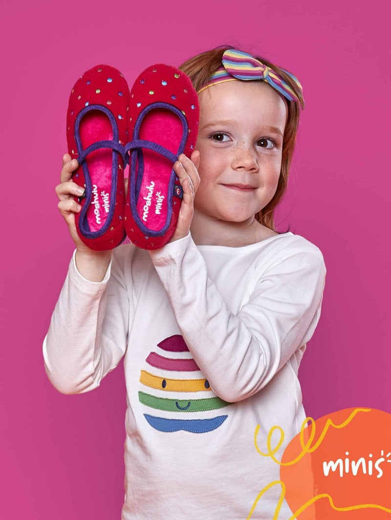 Pink kids spotty felt slippers - MINI CARAMEL PINK