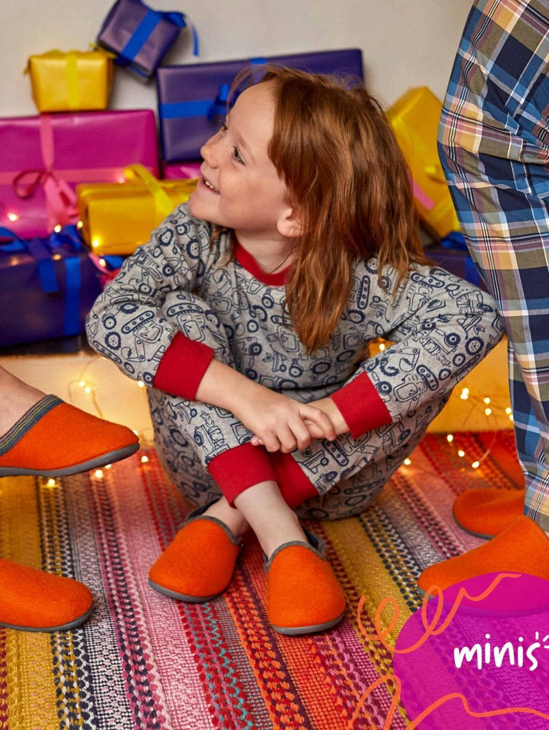 Orange kids colourful felt slippers - MINI MATMI ORANGE