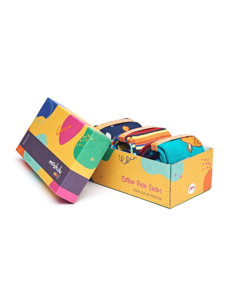 Multi kid's patterned gift box of socks - ZEBEDEE SOCK BOX MULTI