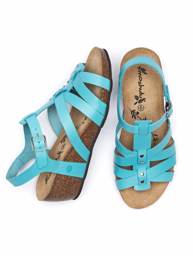 Blue mid-wedge cork sandal - POLPERRO POOL BLUE