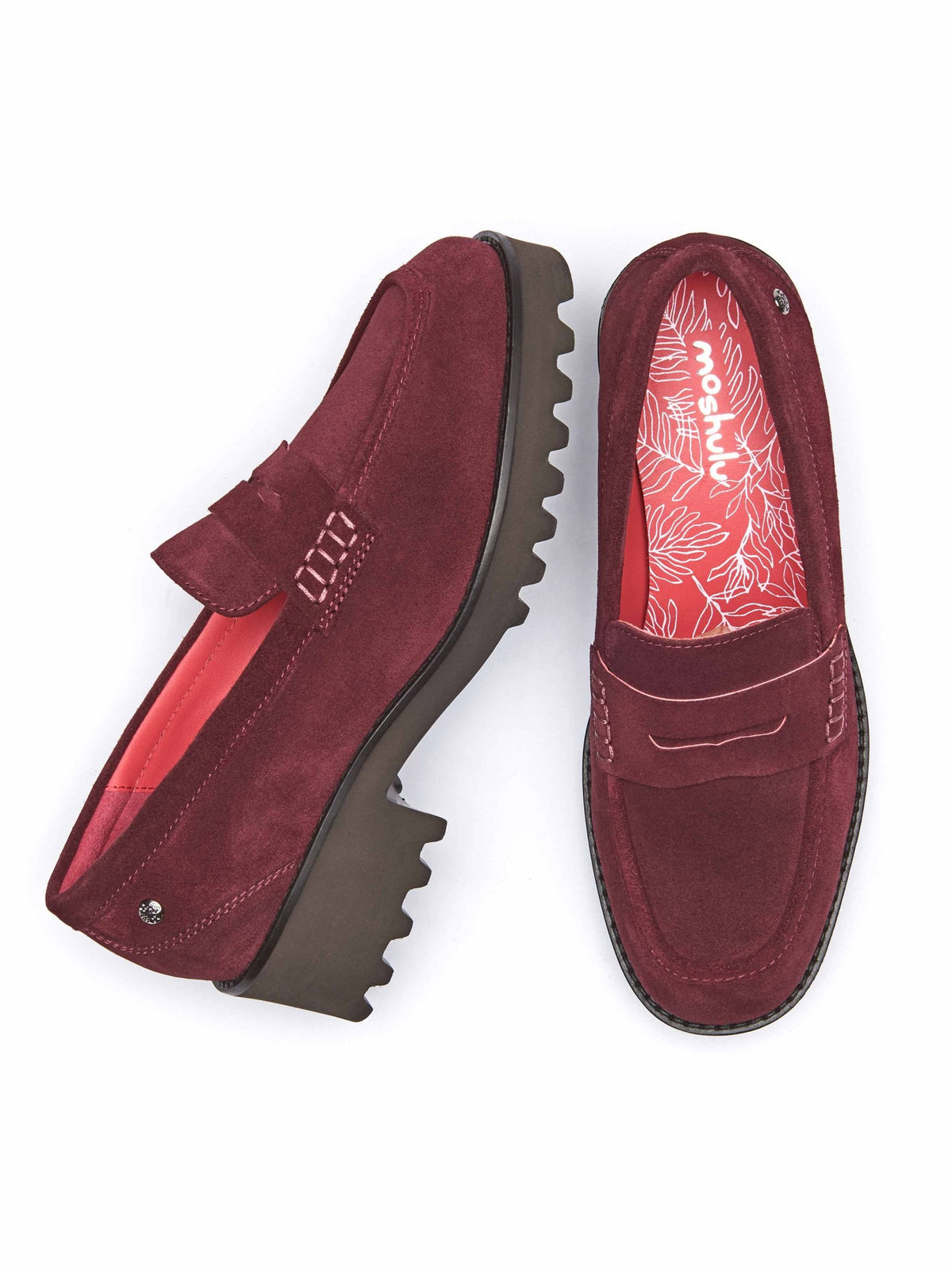 Red chunky penny loafers - CALLUNA ZINFANDEL RED SUEDE