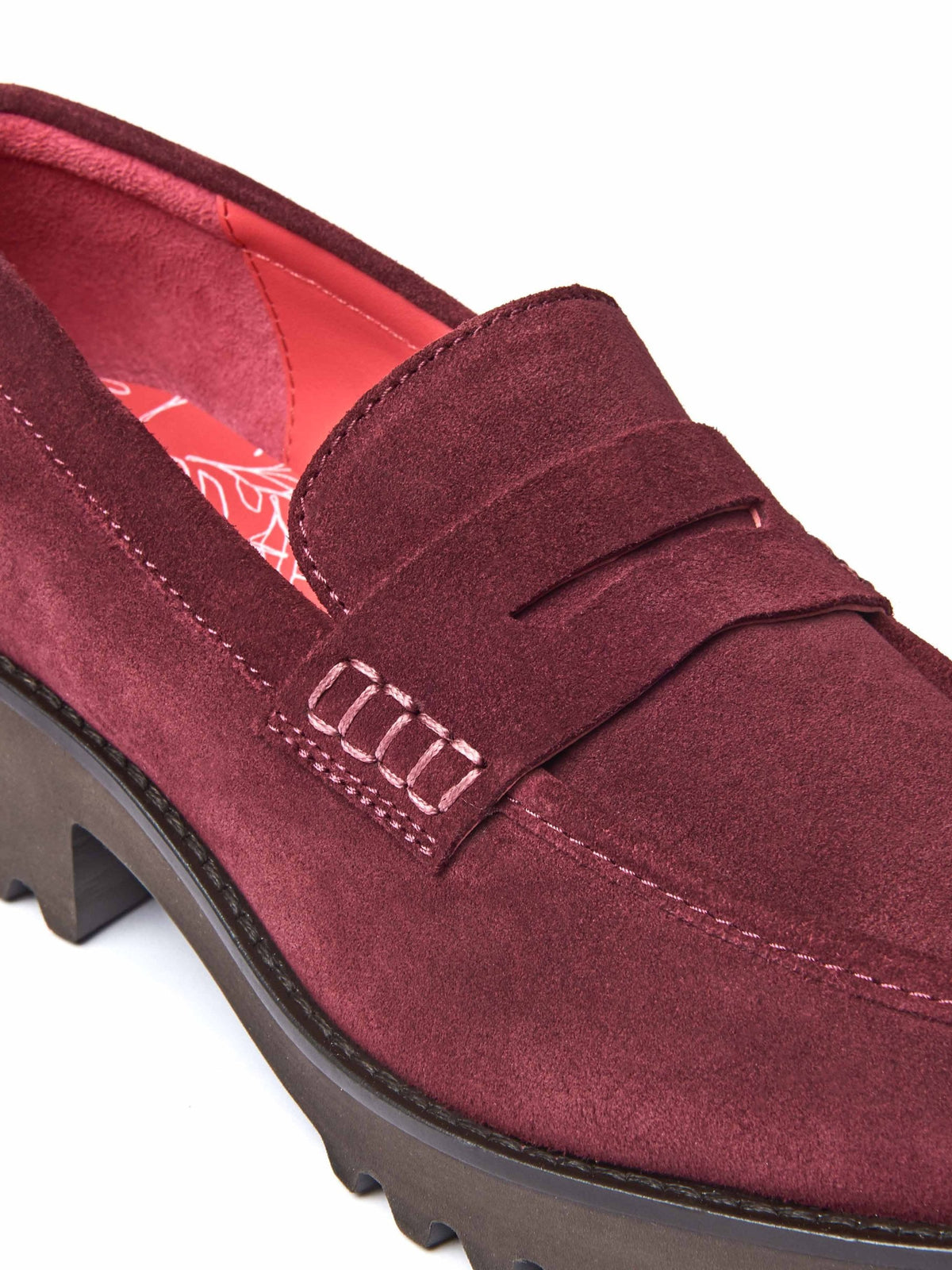 Red chunky penny loafers - CALLUNA ZINFANDEL RED SUEDE
