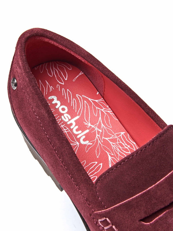 Red chunky penny loafers - CALLUNA ZINFANDEL RED SUEDE