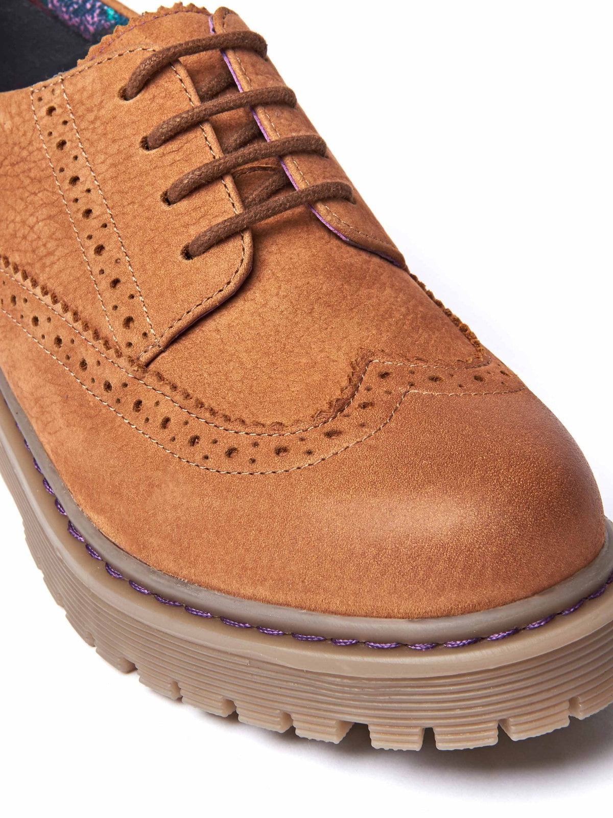 Brown women's preppy brogues - ATASSI TAN NUBUCK