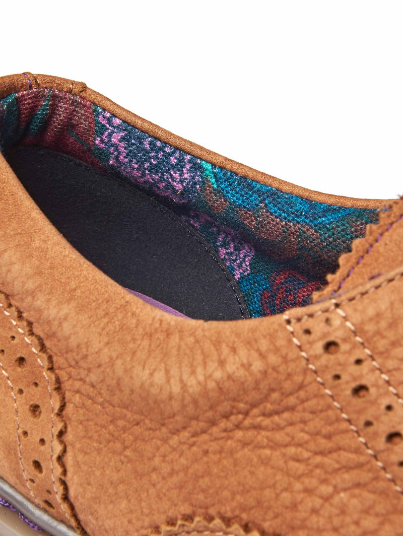 Brown women's preppy brogues - ATASSI TAN NUBUCK