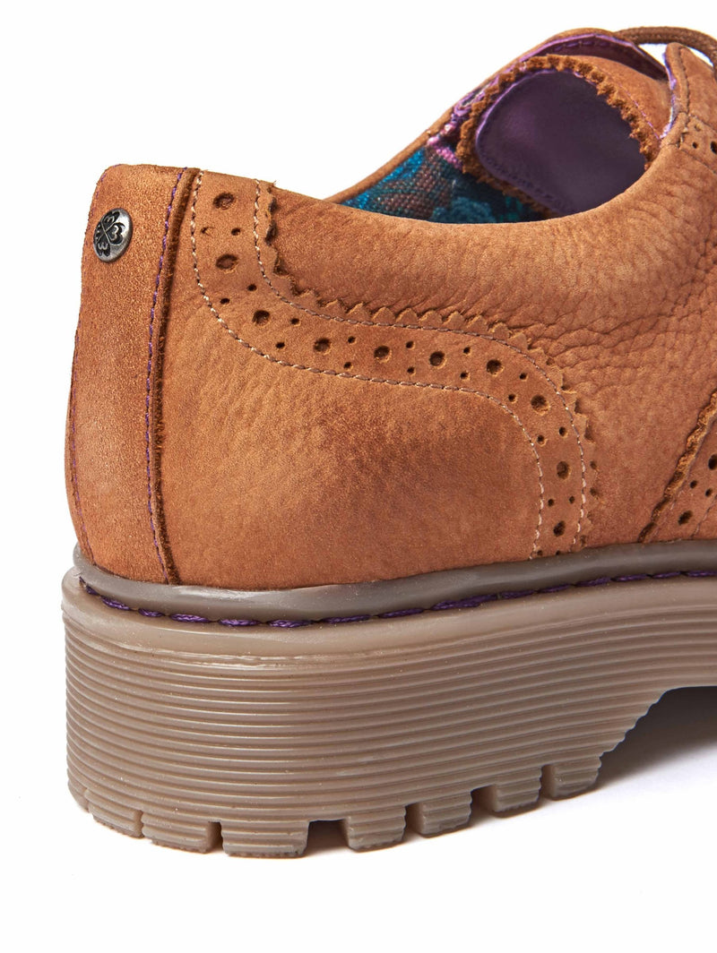 Brown women's preppy brogues - ATASSI TAN NUBUCK