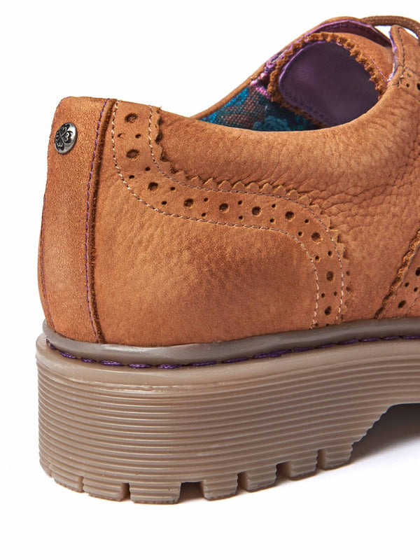 Brown women's preppy brogues - ATASSI TAN NUBUCK