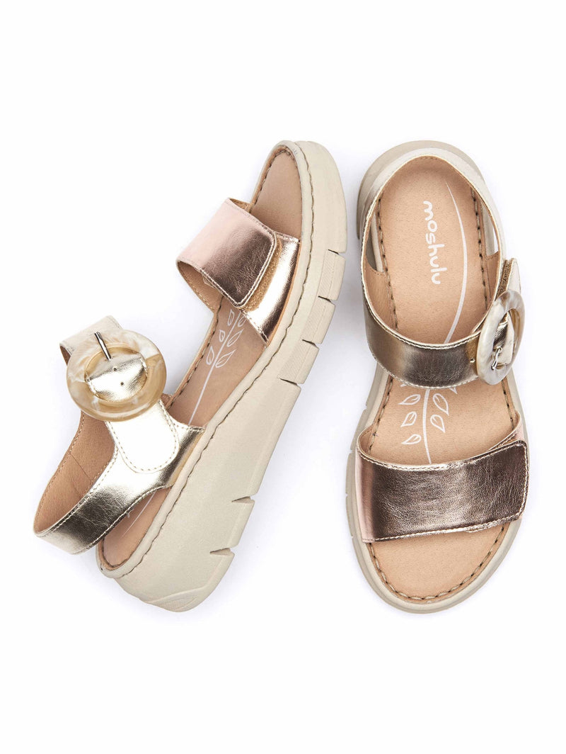 Metallic strappy low-wedge sandals - JOLLA GILT/ROSE GOLD METALLIC