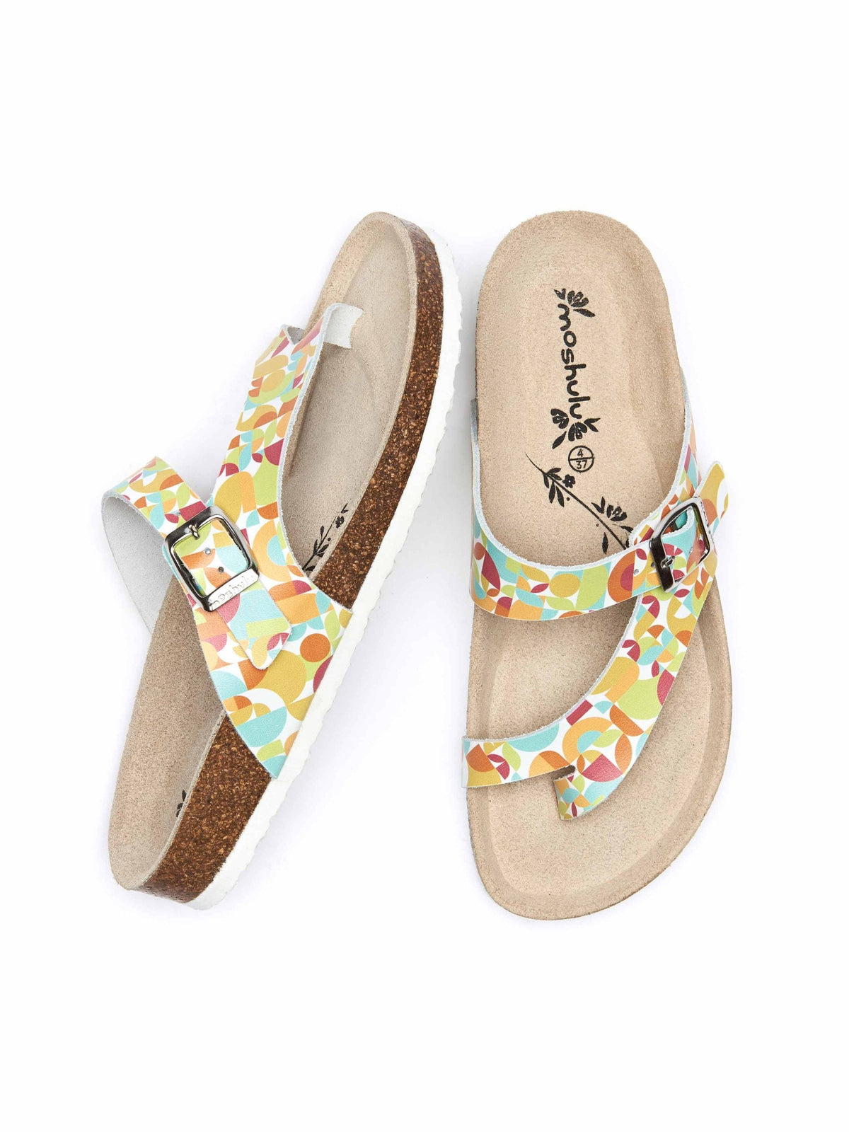 Multi toe-post cork footbed sandals - WILMA 2 RETRO GEO PRINT