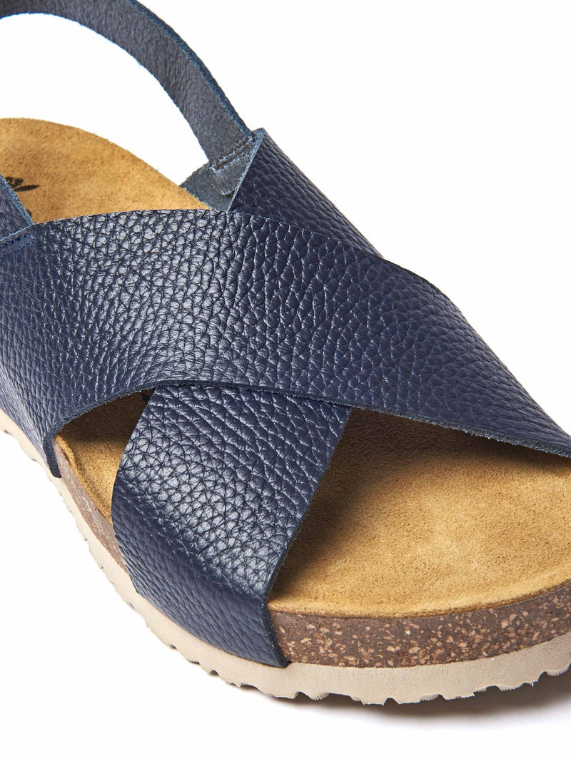 Blue slingback cork wedge sandals - HARLYN INDIGO