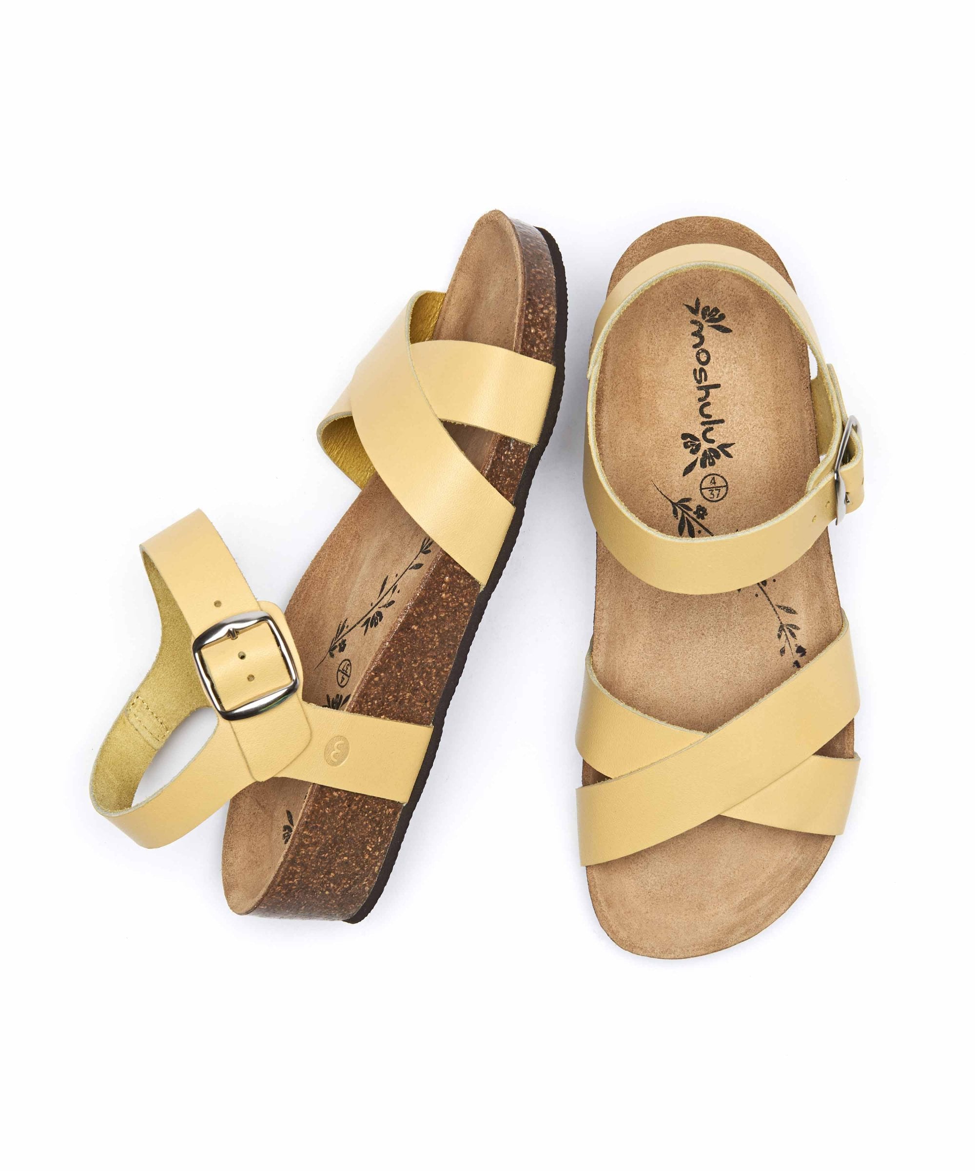 BIGBURY 2 PRIMROSE YELLOW | Yellow leather cross-over low-wedge