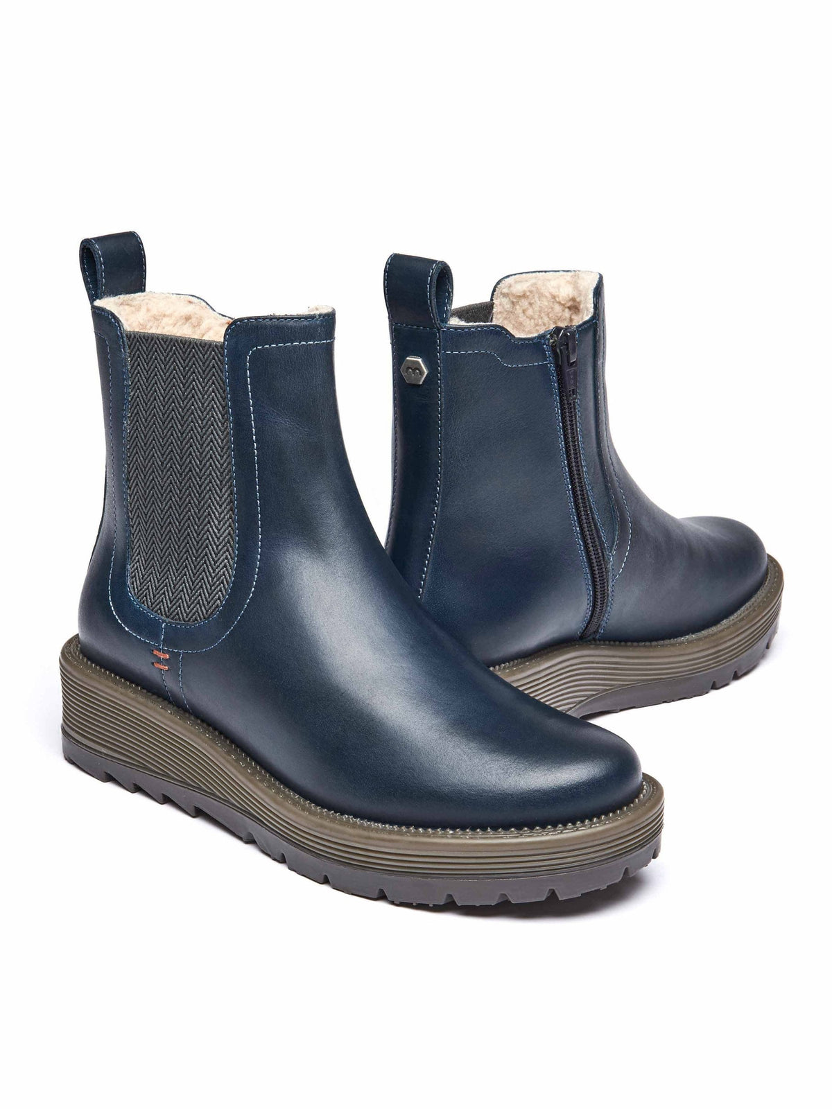 Blue leather ankle boots - KOS DARK TEAL