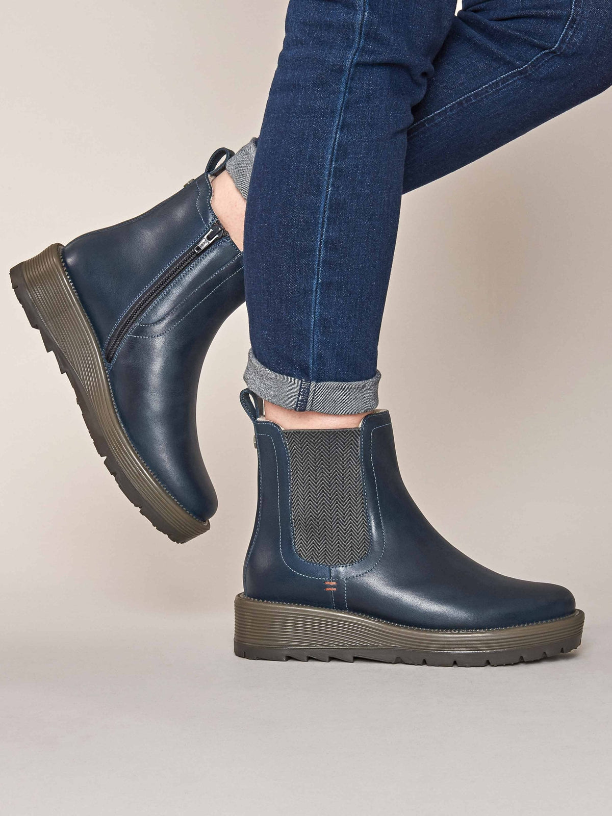Blue leather ankle boots - KOS DARK TEAL