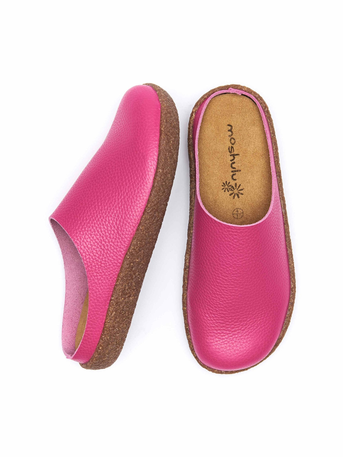 Pink extra cushioned leather clogs - PEVENSEY FUCHSIA PINK