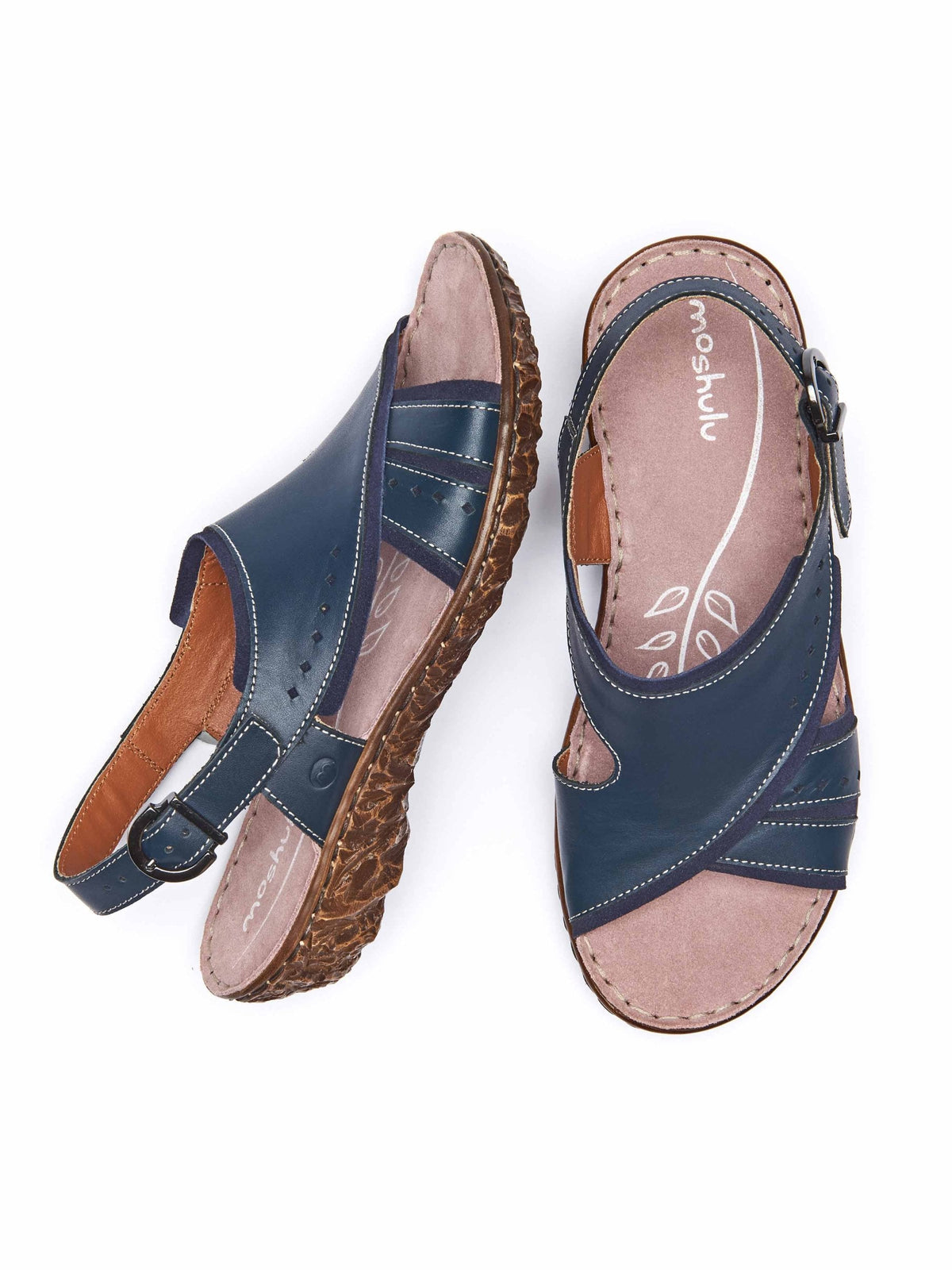 Blue cushioned leather sandals - SOUK INDIGO