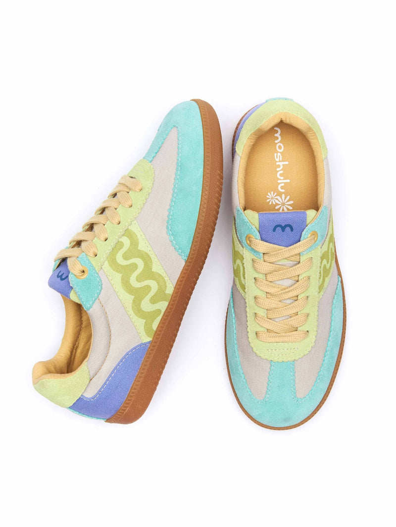 Multi / Blue sporty lace up trainers - MARGOT POOL BLUE MULTI