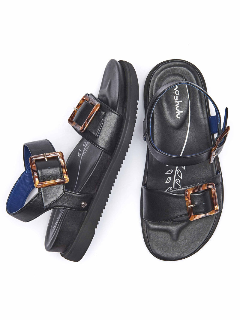 Black Chunky strap flatform sandals - NEWARK BLACK
