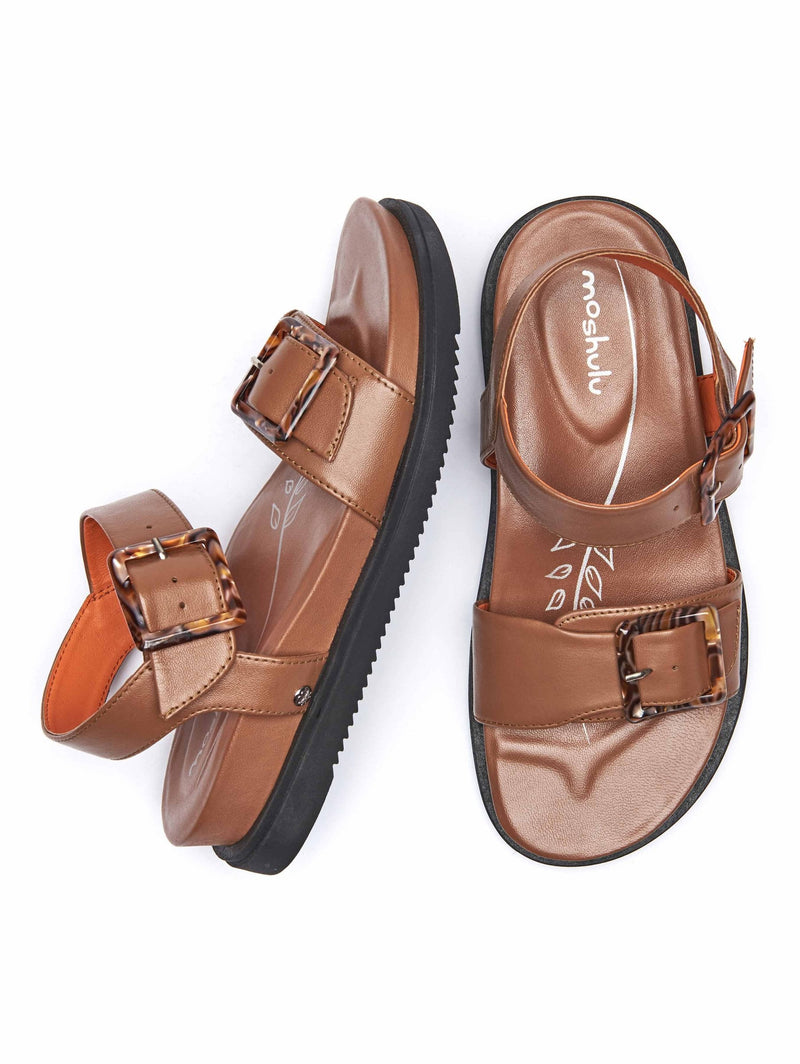 Brown Chunky strap flatform sandals - NEWARK TAN