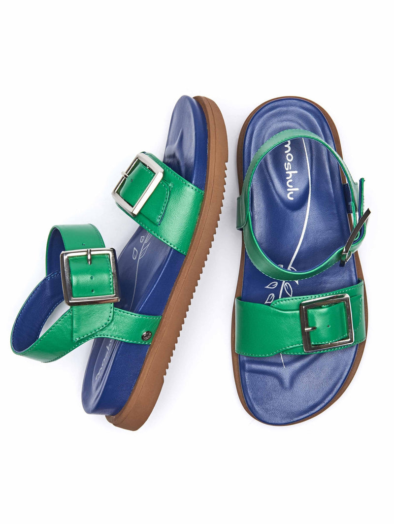 Blue / Green Chunky strap flatform sandals - NEWARK VIBRANT GREEN/ROYAL BLUE