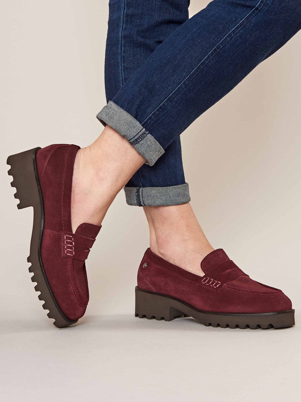 Red chunky penny loafers - CALLUNA ZINFANDEL RED SUEDE