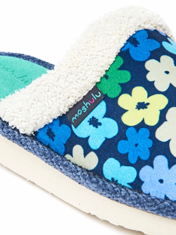 Multi / Blue patterned mule slippers - LEIGH INDIGO BOLD FLORAL