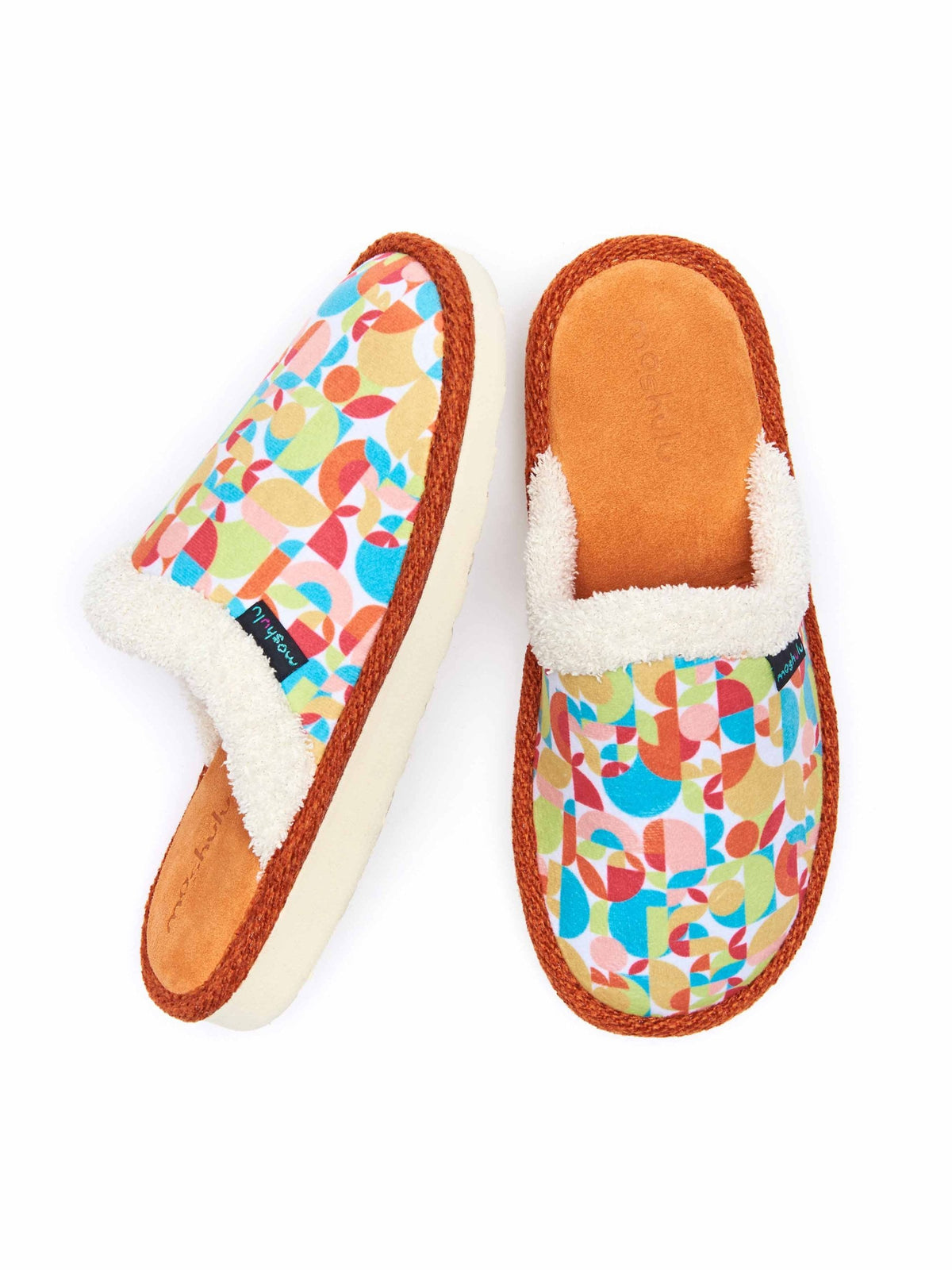 Multi patterned mule slippers - LEIGH RETRO GEO