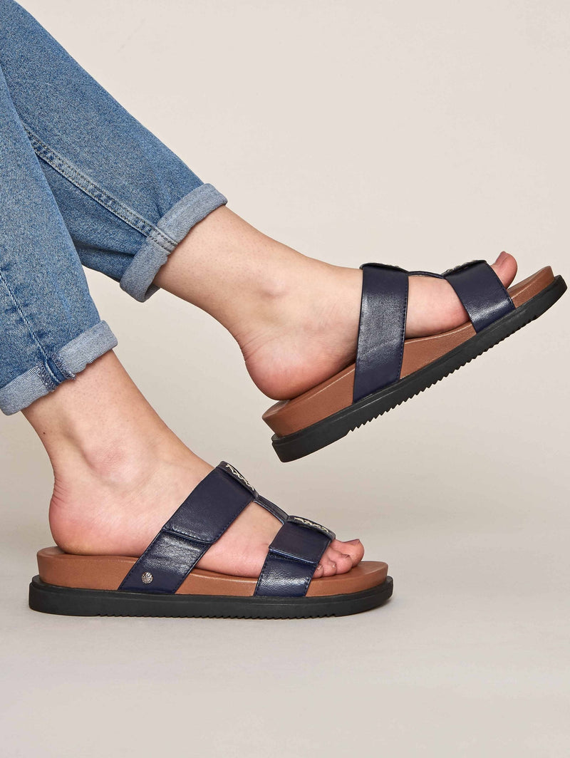 Blue lightweight chunky gladiator sandals - ATLANTA INDIGO