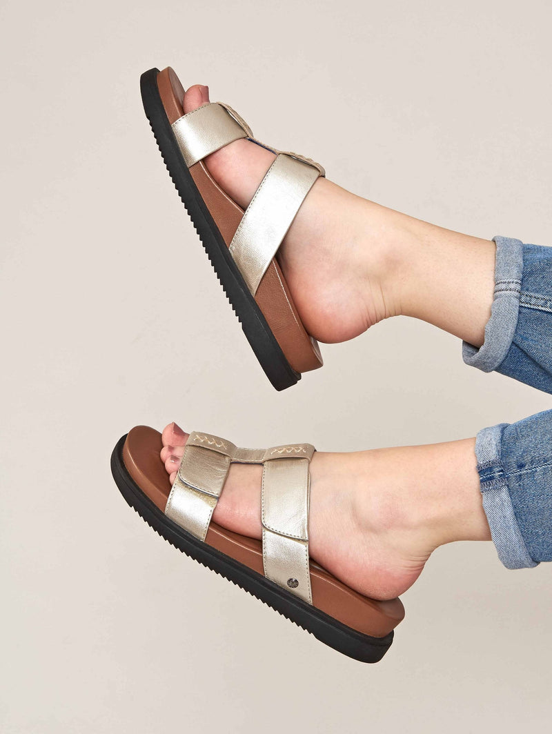 Metallic lightweight chunky gladiator sandals - ATLANTA GILT METALLIC