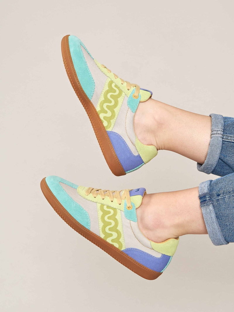 Multi / Blue sporty lace up trainers - MARGOT POOL BLUE MULTI