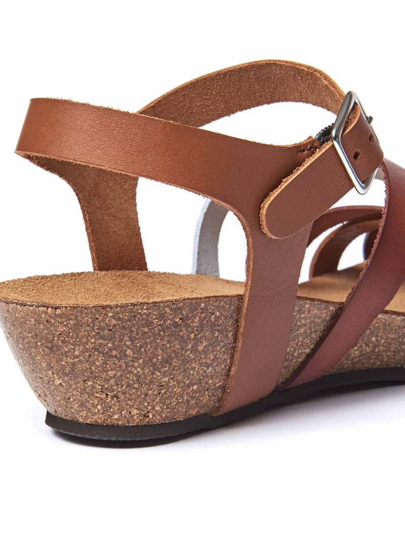 Brown wedged cork footbed sandals - ZILLA TAN MULTI
