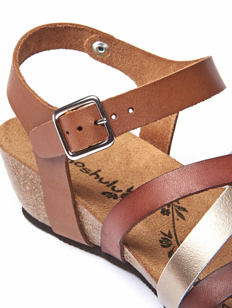 Brown wedged cork footbed sandals - ZILLA TAN MULTI