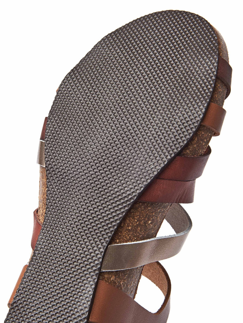 Brown wedged cork footbed sandals - ZILLA TAN MULTI