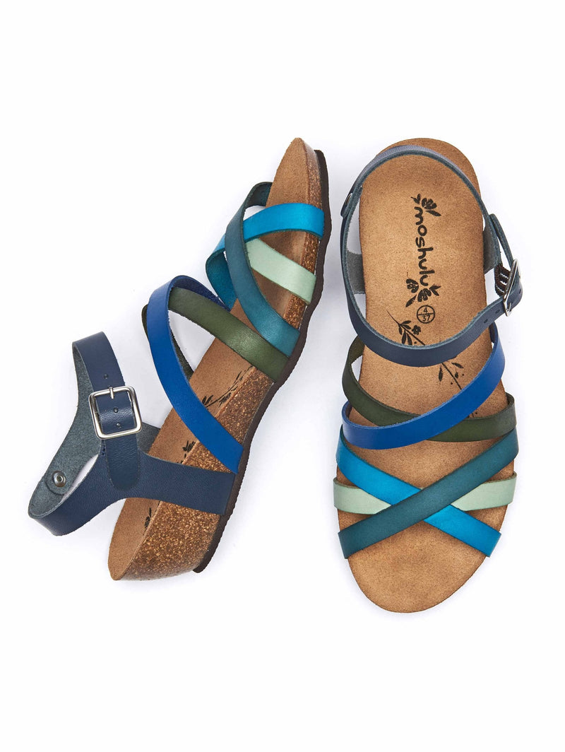 Blue wedged cork footbed sandals - ZILLA BLUE MULTI