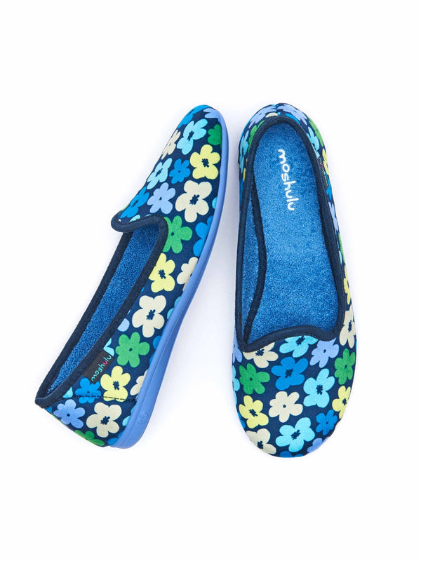 Multi / Blue patterned ballerina slippers - TEE-HEE INDIGO BOLD FLORAL