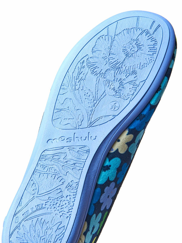 Multi / Blue patterned ballerina slippers - TEE-HEE INDIGO BOLD FLORAL