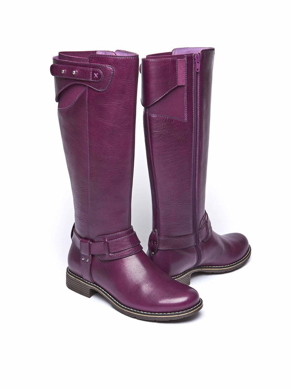 Purple classic leather long boots - MISTLETOE PLUM